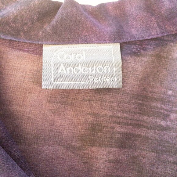Carol Anderson Petite Sheer Purple Floral Blouse Button Front Lightweight Top - Picture 3 of 3
